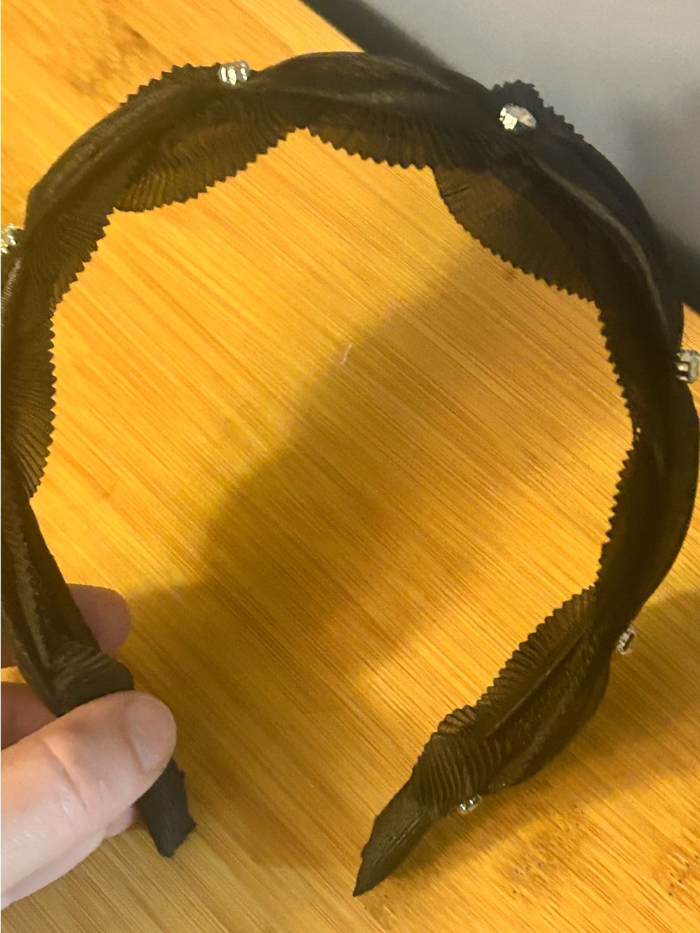 Black Headband with Rhinestone Accents